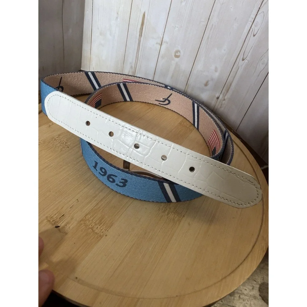 Doc Murphy 2 in 1 Belt Mens XL American Flag Light Blue Stripe Canvas Golf 39-46